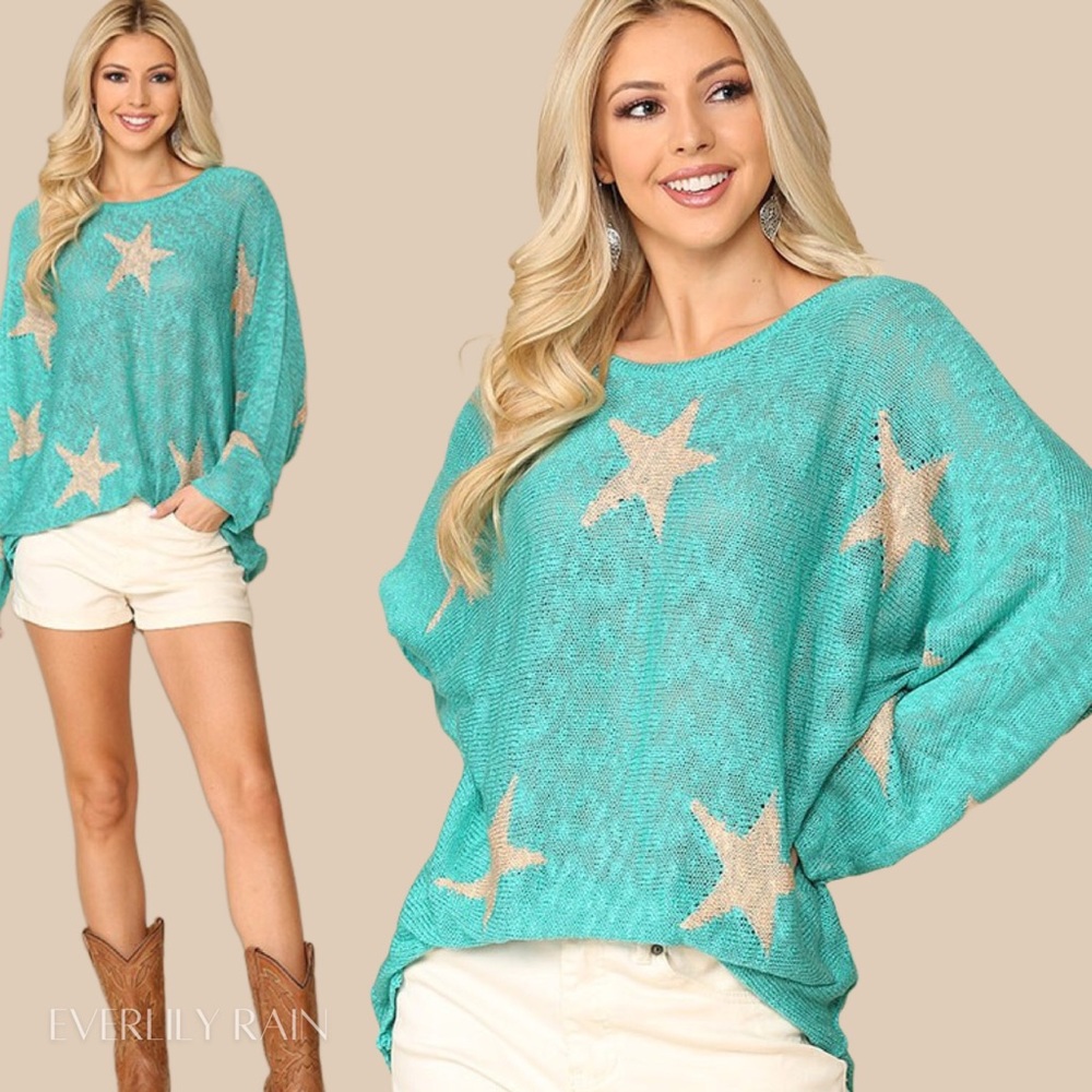 2 PK | Star Print Turquoise Sweater